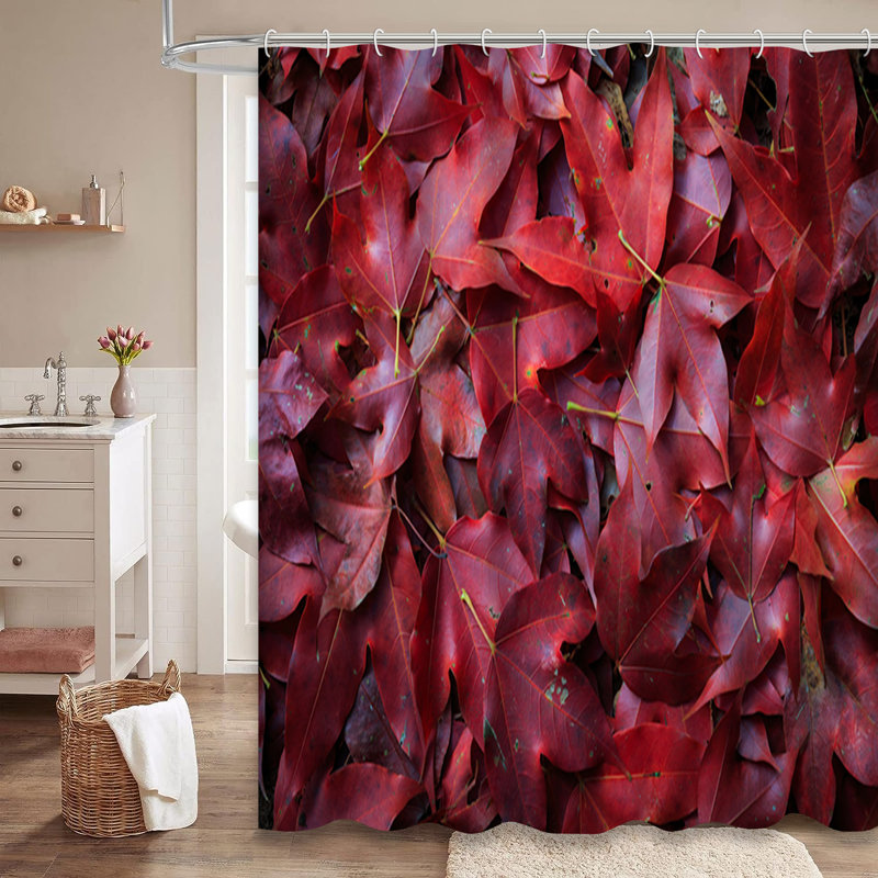 Rideau de douche avec 12 crochets Red Leaf, L 72 po x l 78 po