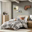Édredon double / grand écossais, 2 taies décoratives, coussins décoratifs, rembourrage doux, literie chaleureuse