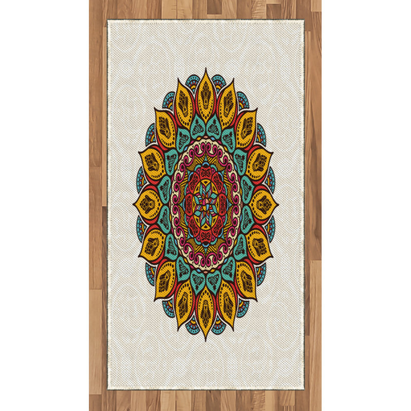 Ethnic High Density Long Fiber Poly Threads Decorative Area Rug Carpet, Rectangle 2'7" x 5'