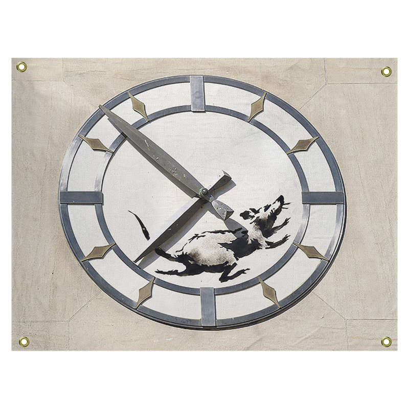 Tapisserie d’horloge en polyester rat, H 26 po x l 36 po x P 1 po, Beige