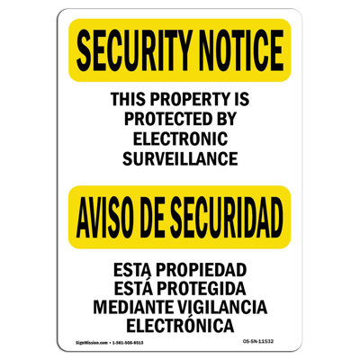 Electronic Surveillance Bilingual Aluminum Sign 12 x 18