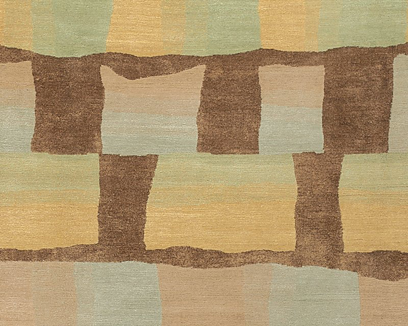 Eva H Geometric Area Rug in Beige/Green, Rectangle 6' x 9'