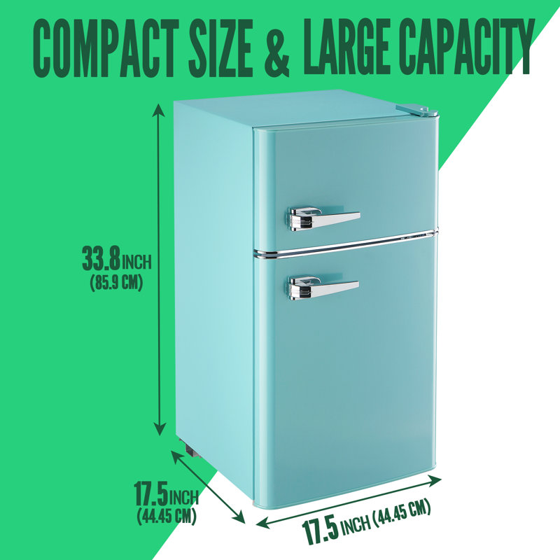 DEMULLER 3.5 Cubic Feet Mini Fridge with Freezer, Blue