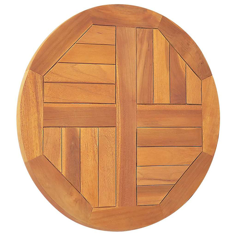 Plateau de table en bois de teck massif rond de 1 po d'épaisseur 15,7 po, 1" H x 15.7" L x 15.7" W
