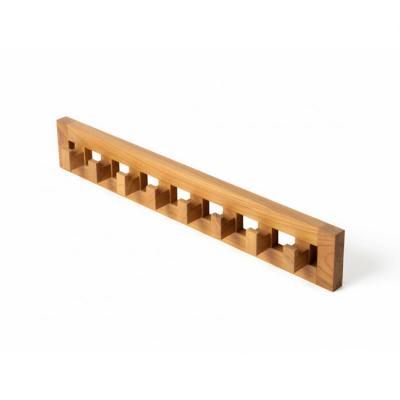 Teak 8-Hook Wall-Mounted Coat Rack