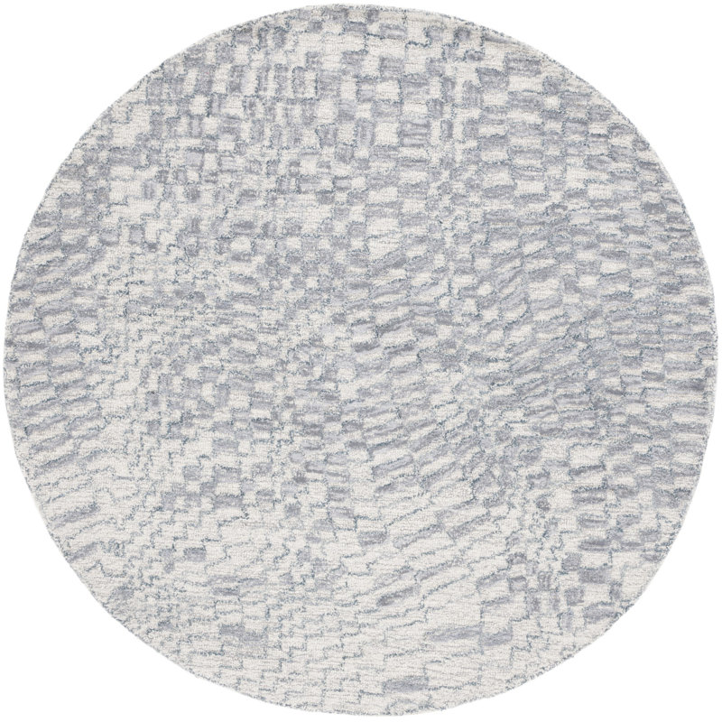 Metro Hand Tufted Wool/Cotton Abstract Rug in Gray, Round 6'