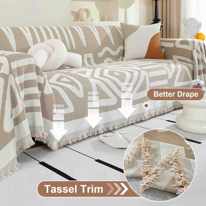 ‎Chenille Sofa Slipcover, Khaki