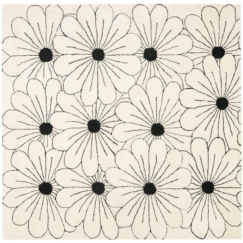 Avayah Soho Hand Tufted Wool And Viscose Floral Rug, Square 6'