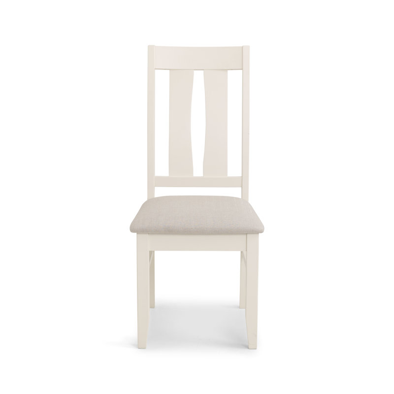 Maranda 49.5cm H Polyester Blend Upholstered Slat Back Side Chair in Ivory