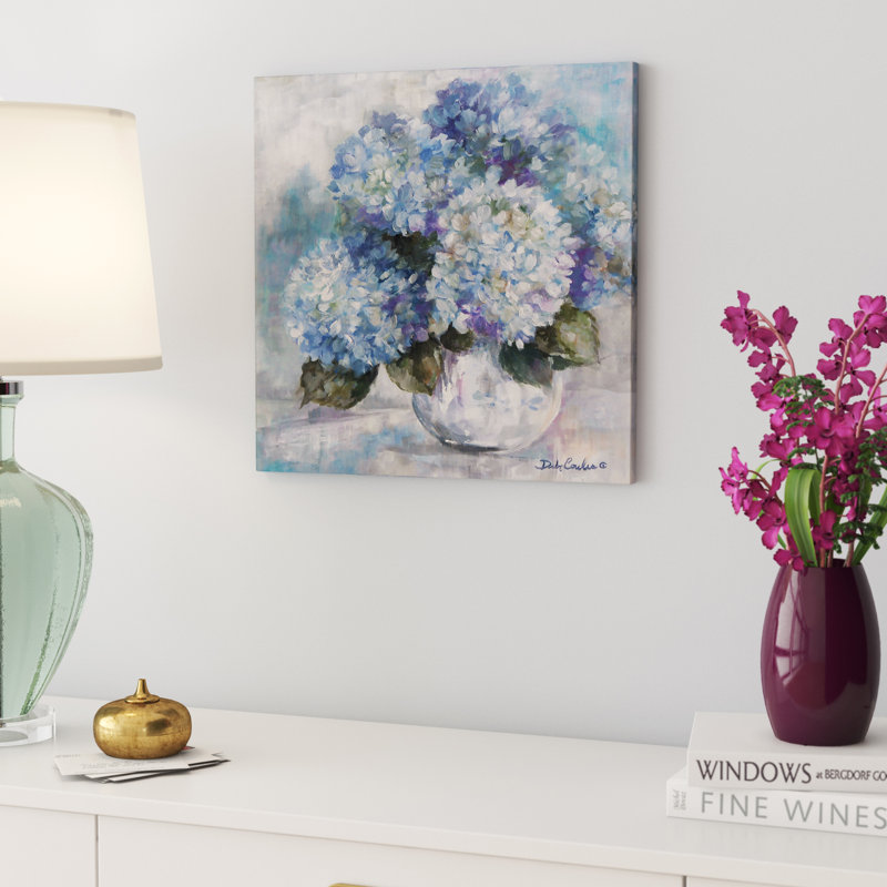 Hortensia, reproduction d’art sur toile, H 18 po x l 18 po x P 1,5 po, Toile blanche encadrée