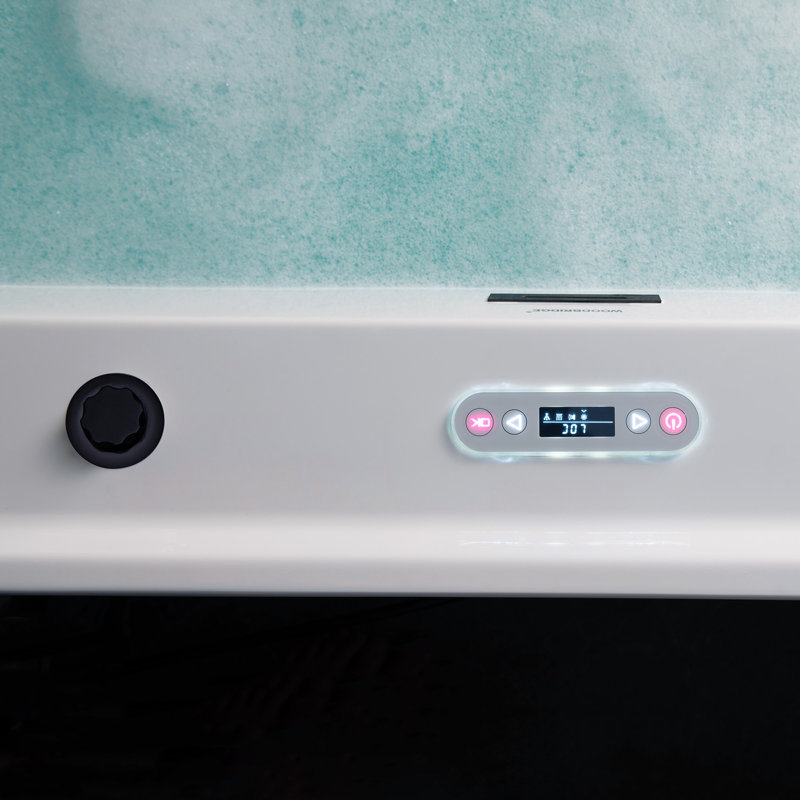 72" x 35-3/8" Whirlpool and Air Bath Heated Soaking Combination Tub with Wide Rim, LED Control Panel, Matte Black