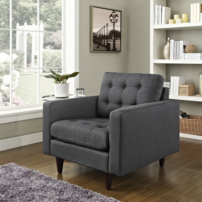 Rea Upholstered Fabric Armchair In Gray, Gray