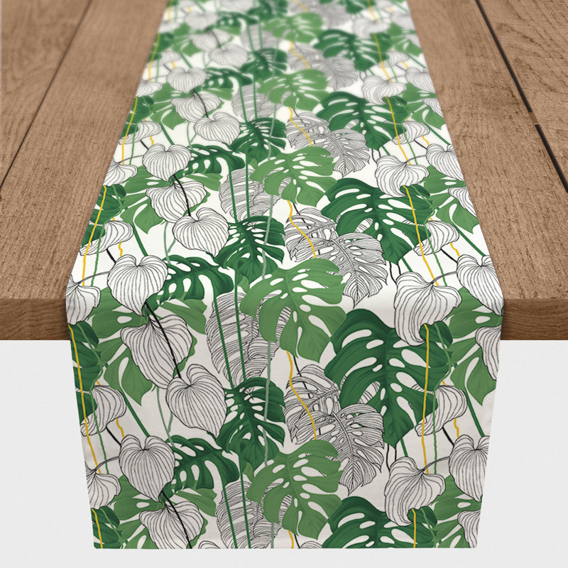 Mirando Monstera Leaf Table Runner, 72" x 16"