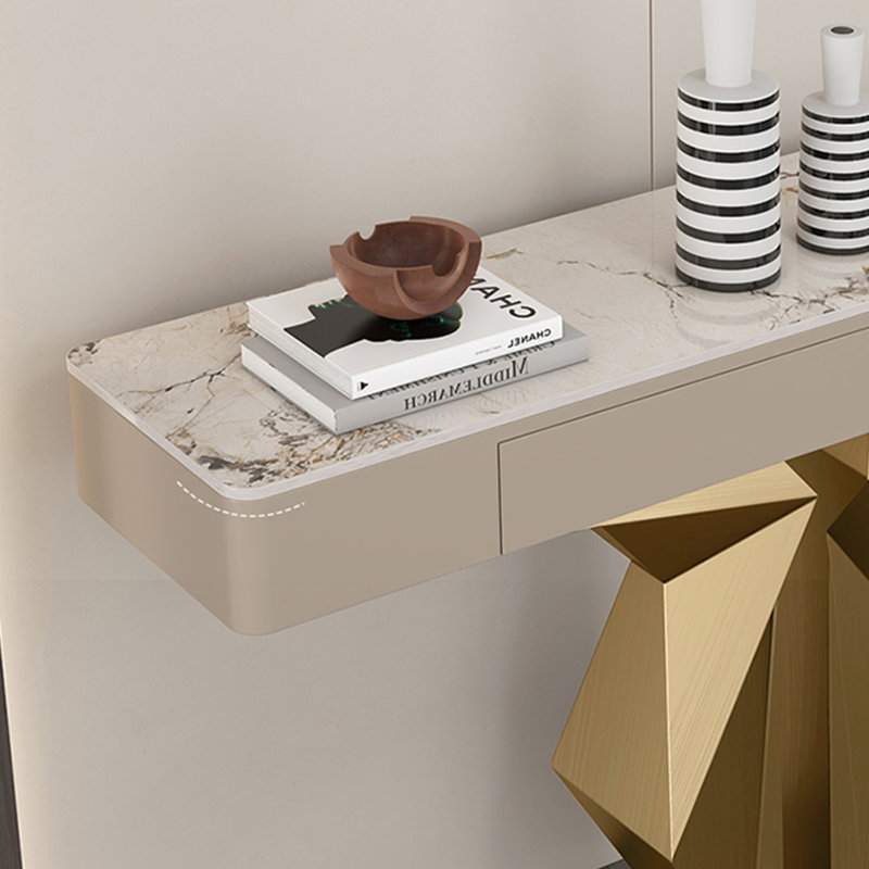 Console Modern Minimalist Luxury Art, H 33,46 po x l 47,24 po x P 13,78 po, Or champagne