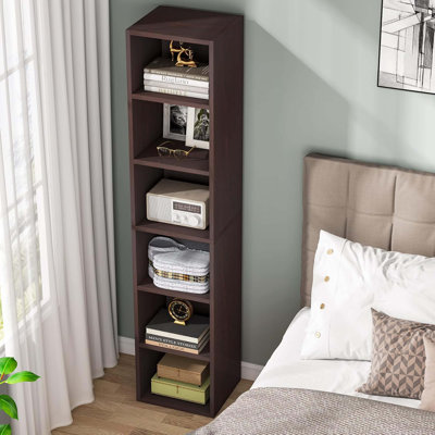 70.9" White 6-Tier Narrow Corner Cube Bookcase Storage For Living Room, Office, Bedroom