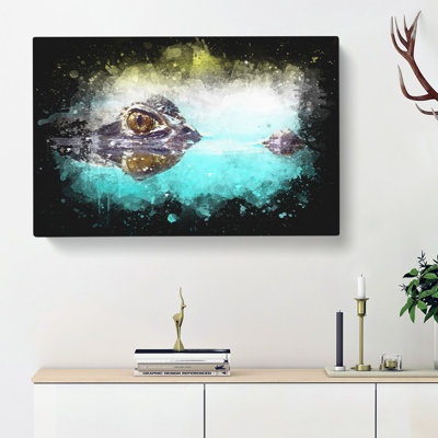 Peering Crocodile - Wrapped Canvas