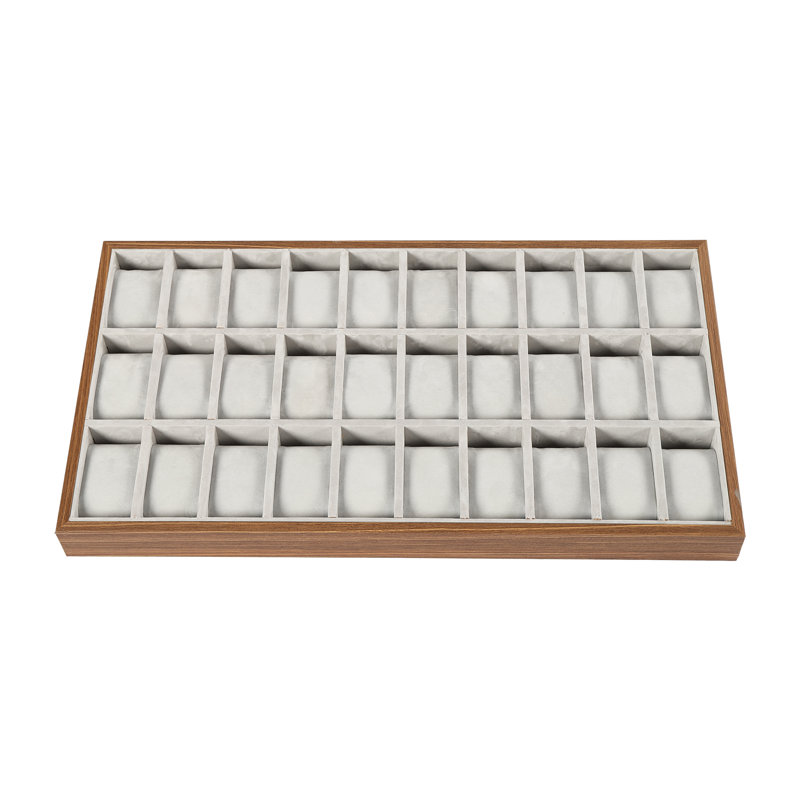 30 Slots Wooden+Flannel Display Watch Box