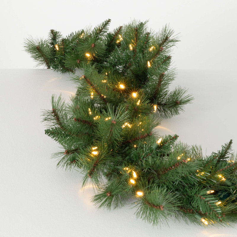 Couronne de pin artificielle 9 pi, résistante aux rayons UV, vert