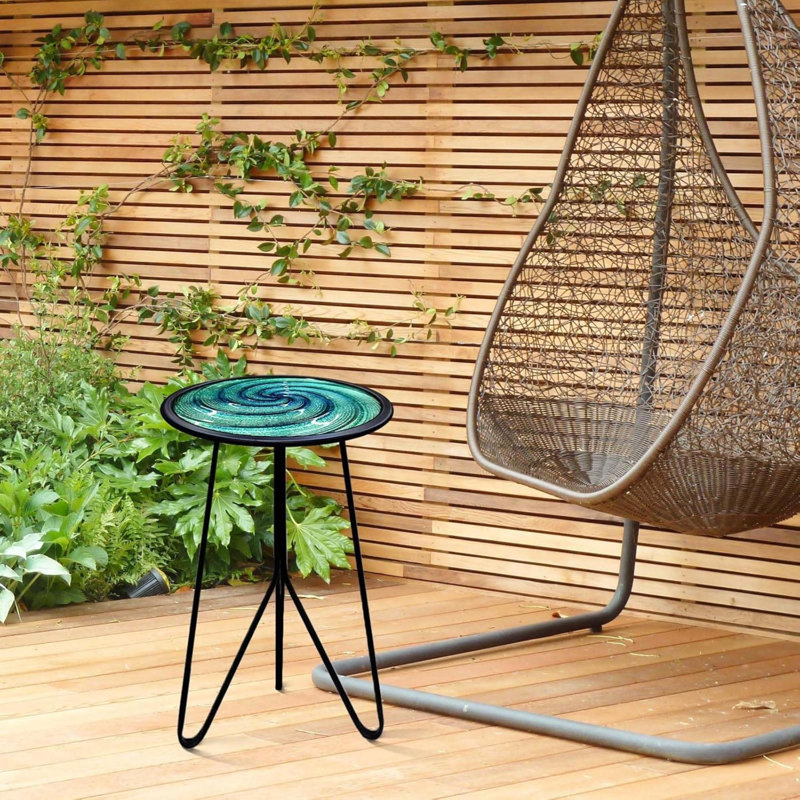 Side Table Round End Table Metal Side Table Outdoor Porch Table For Indoor Balcony Furniture Decor, Green 