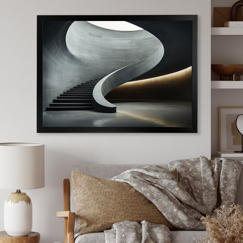 «Grey Concrete Canvas Subtle II», reproduction d'art sur toile, Cadre simple noir, H 34 po x l 44 po x P 1,5 po