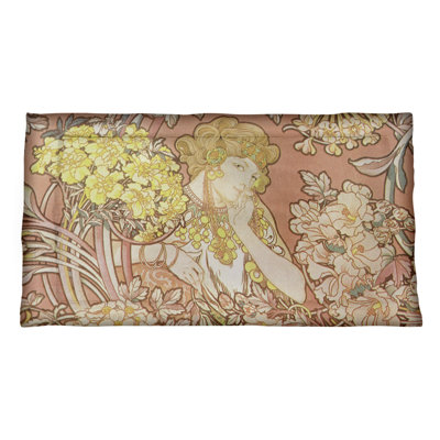 Taie décorative femme d'Alphonse Mucha