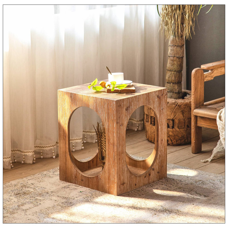 Table de chevet en bois massif Aarish de couleur brune
