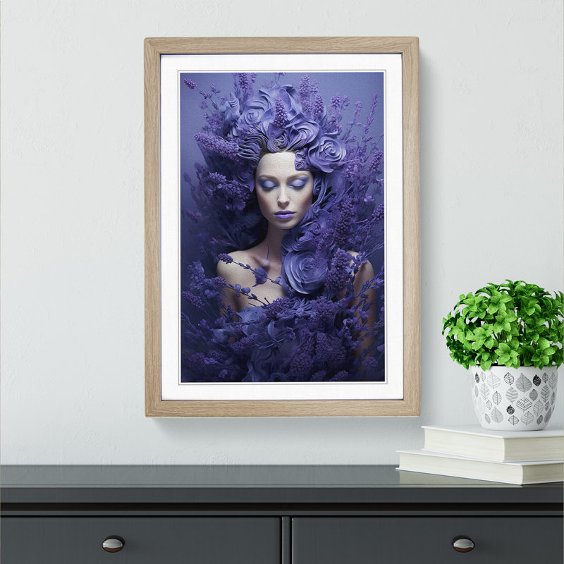 Lavender Flower Surrealism - Framed Print, 64cm H x 46cm W x 2cm D, Oak Framed