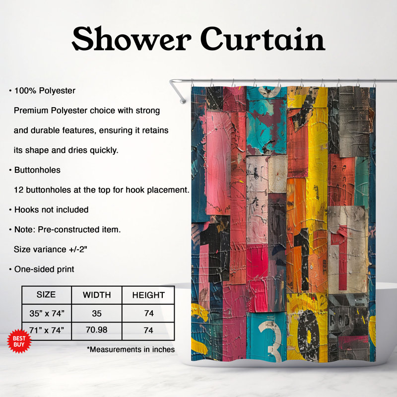 Pop Mash - Premium Shower Curtain, 74"H x 71"W
