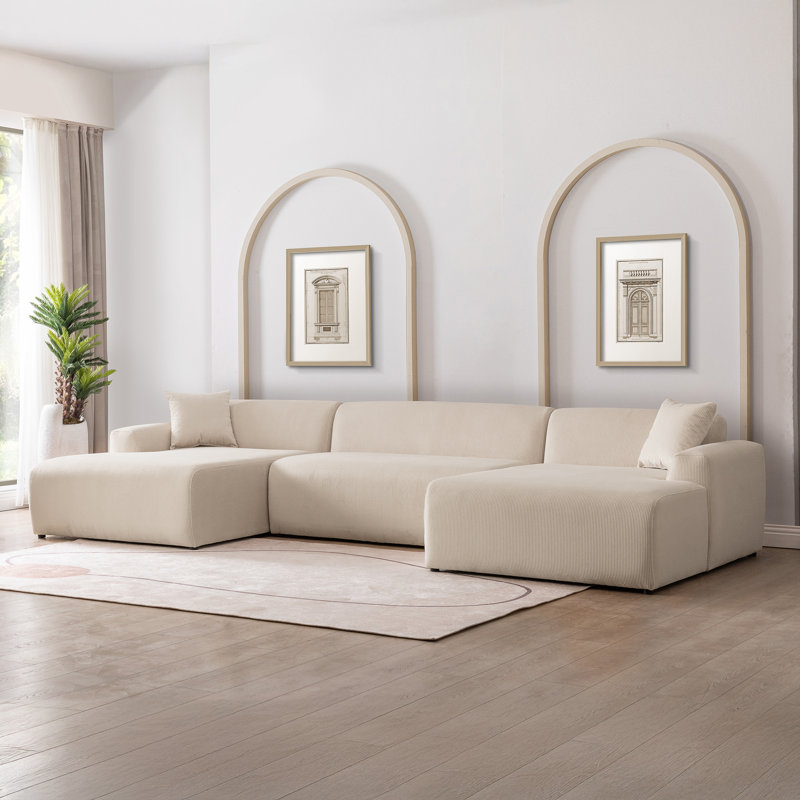 Canapé modulaire en velours côtelé 3 pièces Makayela
