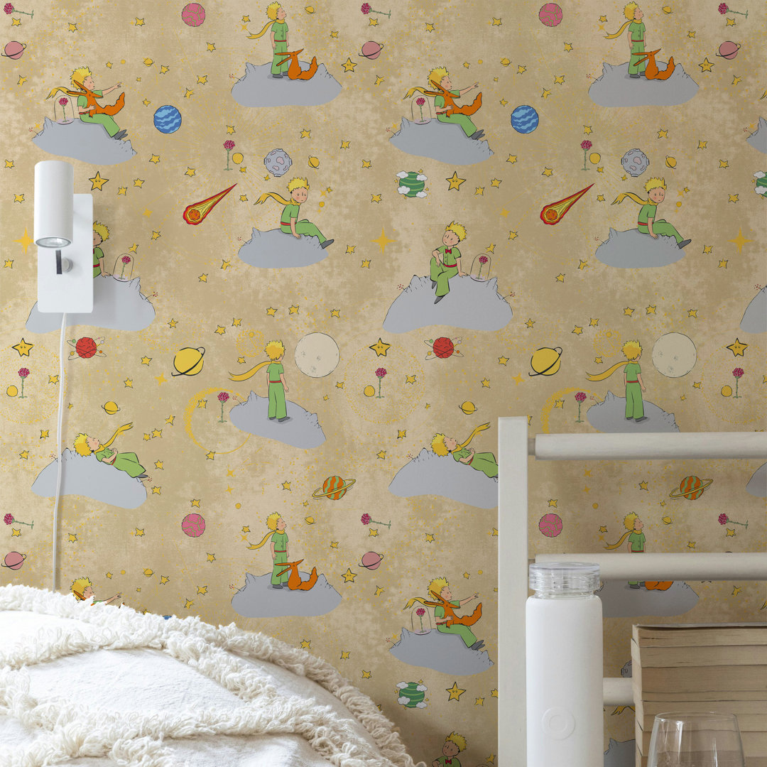 The Little Prince Wallpaper, Warm Beige Galaxy Nursery