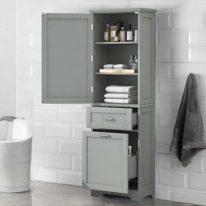 Tall Bathroom Storage Cabinet, Grey