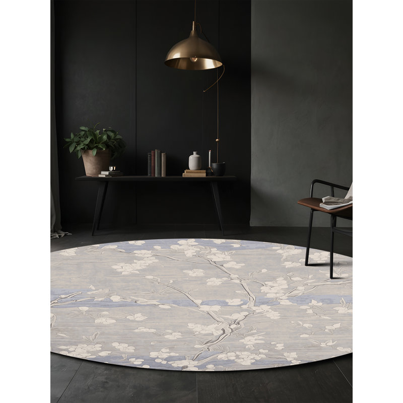 Machine Washable Gray Area Rug, Round 7'