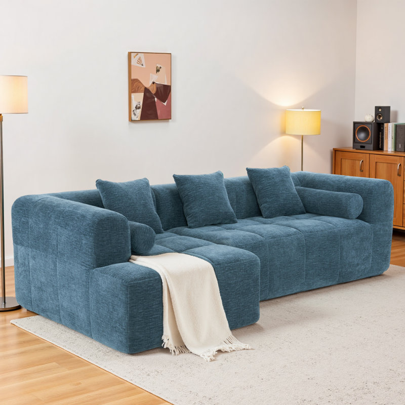Canapé modulaire avec canapé profond et canapé modulaire, Chenille bleu