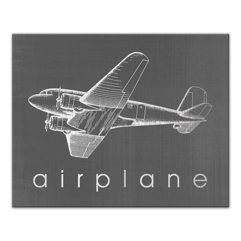 Art sur toile croquis avion Flara, Gris, H 16 po x l 20 po x P 1,25 po