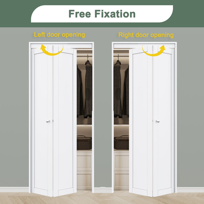  Porte pliante en bois manufacturé 72 po x 96 po à double panneau blanc avec noyau apprêté et ensemble de quincaillerie d'installation (garde-manger, porte de placard)