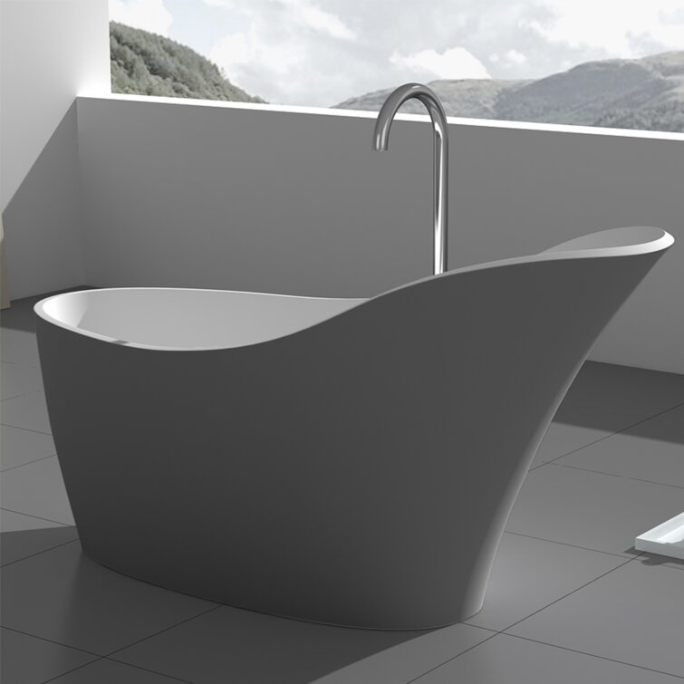 ADM Bathroom Design 75 x 46 Glossy White Stone Resin Bathtub, SW-114-GLOSSY