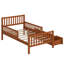 Wood Platform Bed With Guardrails On Both Sides And Storage Drawers-773853605