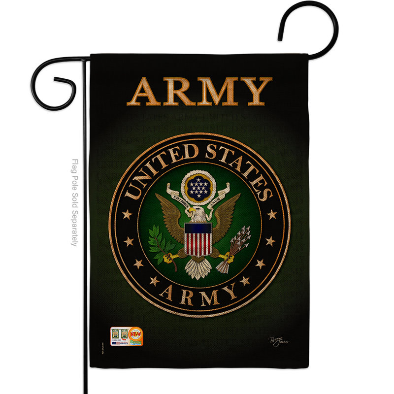 Drapeau de jardin à 2 côtés 5 pi 5 po x 1 pi x 1 pi armée americana armées en toile jute