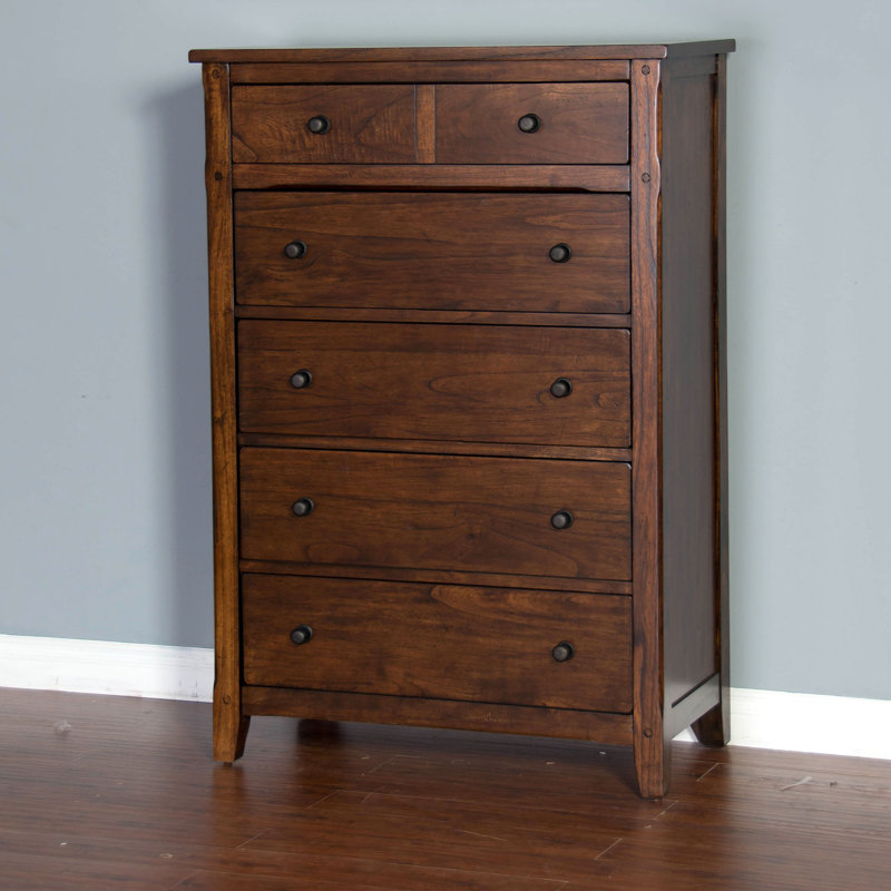Commode 5 tiroirs Deniela, Chocolat noir