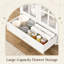 Garde-manger 31,5 "avec portes en verre et tiroir, tablettes réglables, armoire de rangement pour la cuisine ou la salle à manger-1340055444