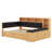 Space-Saving Wood Daybed with Trundle, Storage Shelves, Bench, Charging Station & Upholstered Headboard-1323600169