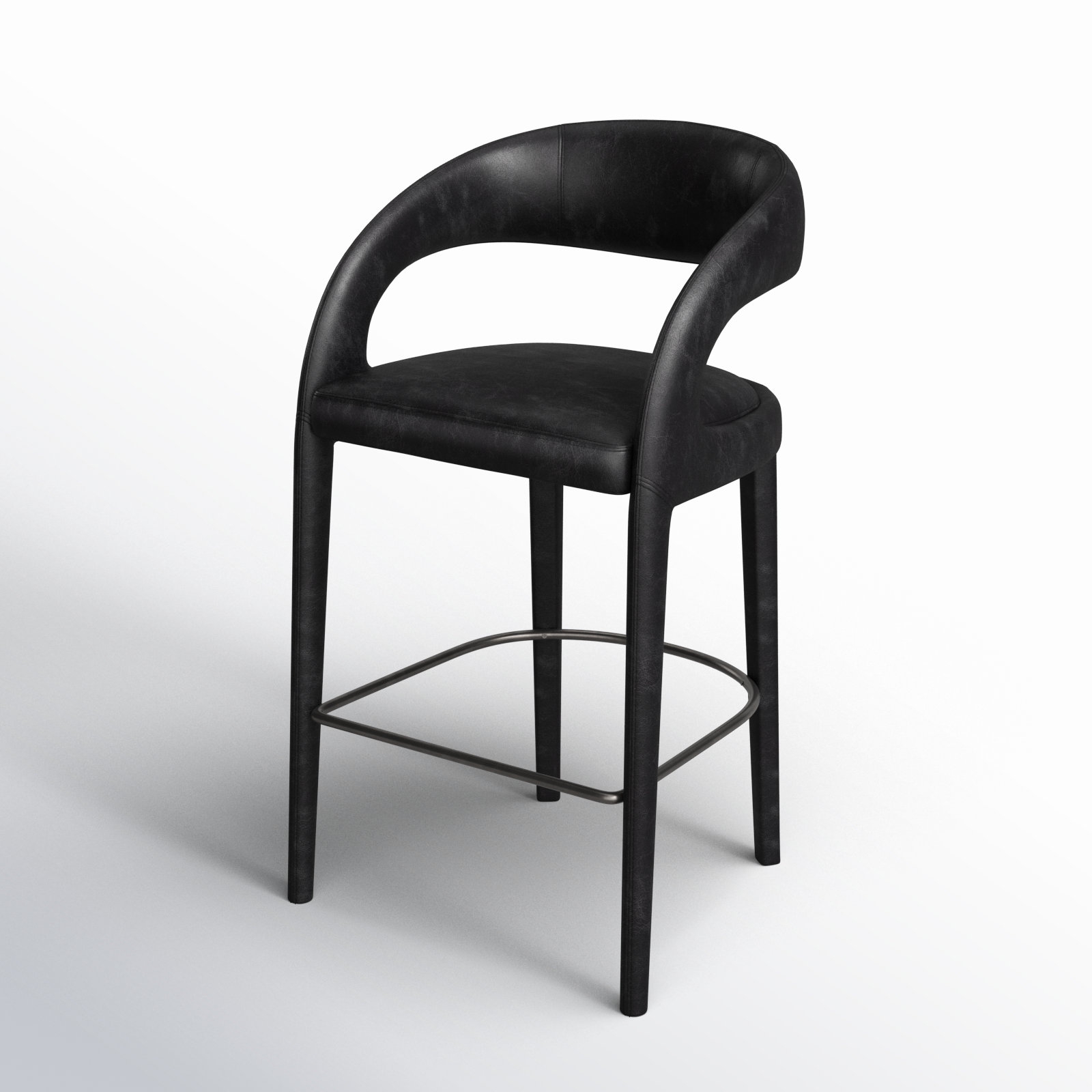Geoffrey Bar Stool, Bar Stool (30.51" Seat Height), Sonoma Black/Genuine Leather