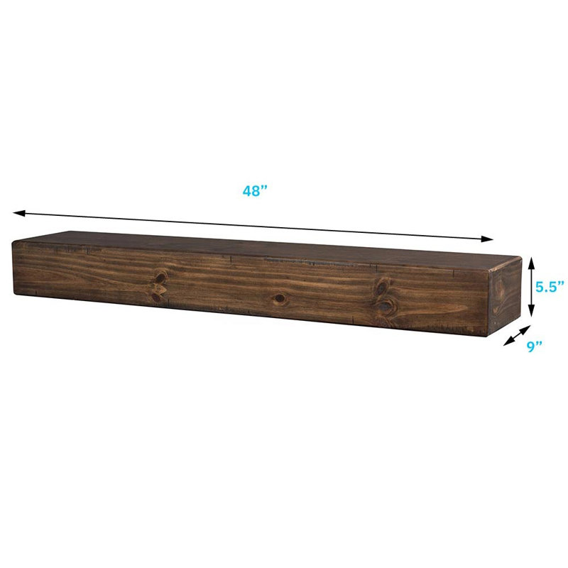 Dakota 48" Golden Pecan Stain Floating Pine Wood Fireplace Mantel Shelf with Hand-Distressing - Mounting Hardware Included
