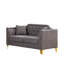 Chenille en tissu avec décoration à boucle, confortable, pieds en métal, 2 coussins décoratifs gris pour le salon, boutons en mousse, coussin en mousse,