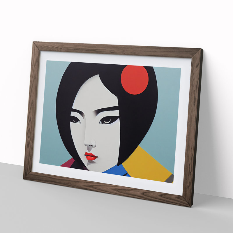 An Abstract Geisha - Framed Print, 34cm H x 46cm W x 2cm D, Walnut