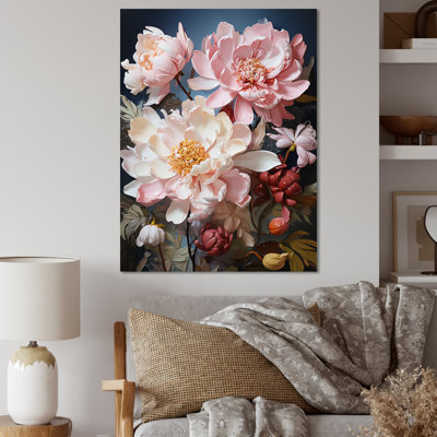 Art pivoines roses sur fond de fleurs sur toile