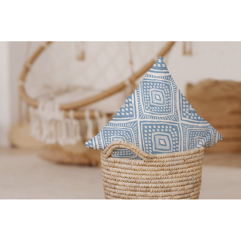 Light Blue Geometric Pattern Square Outdoor Throw Pillow