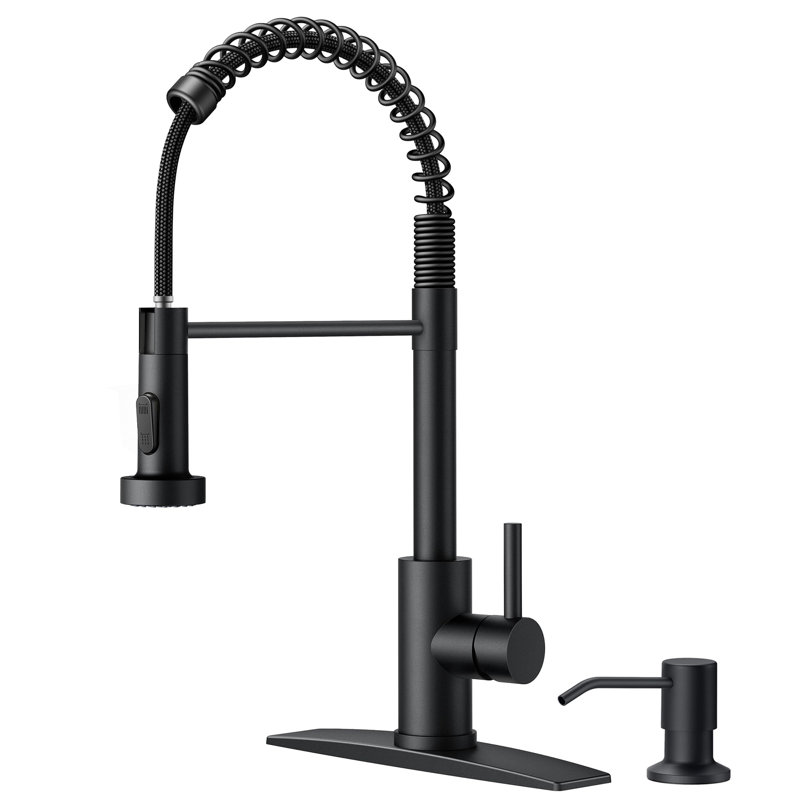 Black Kitchen Faucet with Soap Dispenser