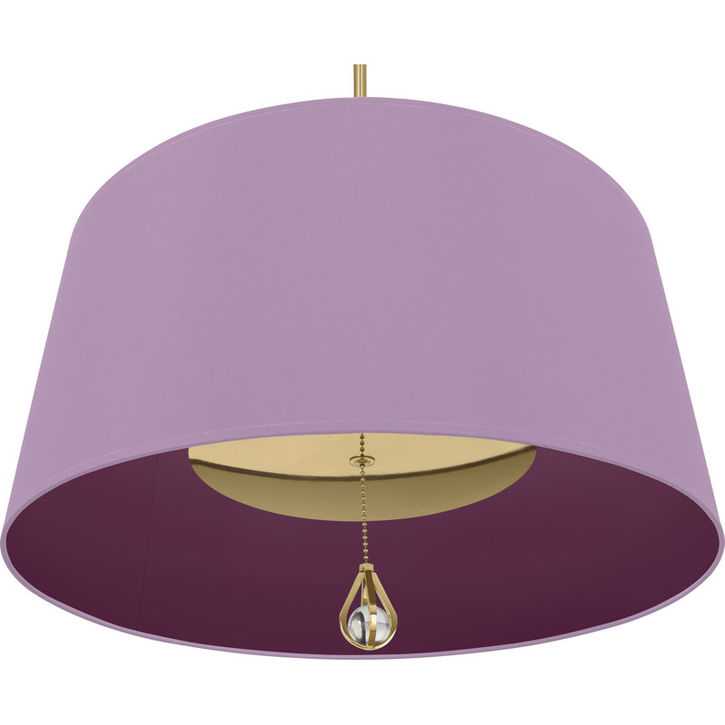 Ludwell Lilac 25.5" Drum Chandelier with Crystal Finial and Nickel Accents