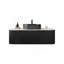 Meuble-lavabo 48 po avec lavabo, meuble-lavabo mural moderne à bords arrondis et courbes avec 2 tiroirs, vasque en céramique noire sans robinet, pré-assemblé, couleur noire